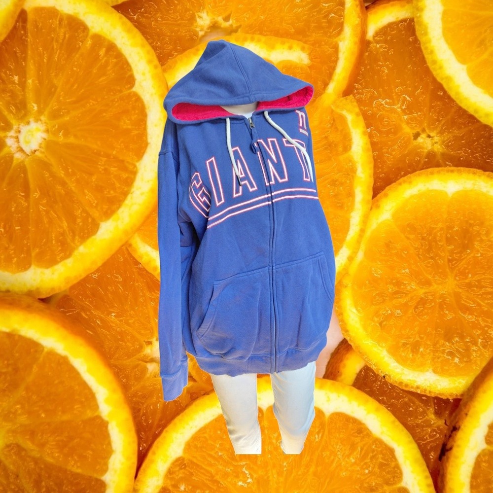 NFL New York Giants Blue Red Full Zip Hoodie Mens Large 62J06110 Graphic Logo